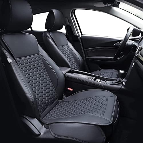 Leather Car Seat Covers Front 2PC Waterproof Universal Fit Black