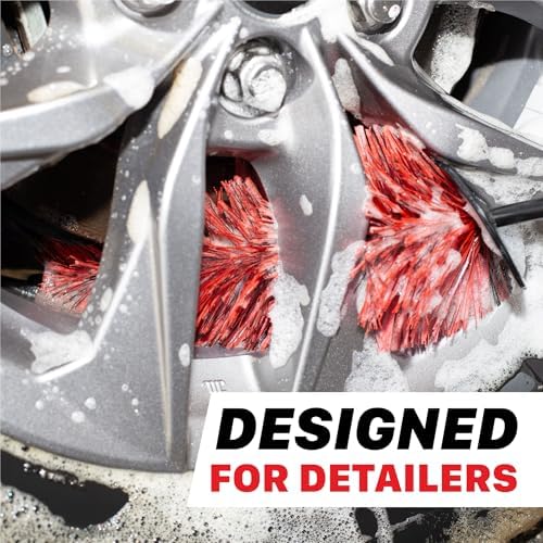 Universal 10” Wheel & Rim Brush – Soft Bristle Scratch-Free Car Detailing Brush with Comfort Grip & Knuckle Guard – Tire, Spoke, Lug Nut & Brake Dust Cleaner for Cars, Trucks, SUVs & Boats