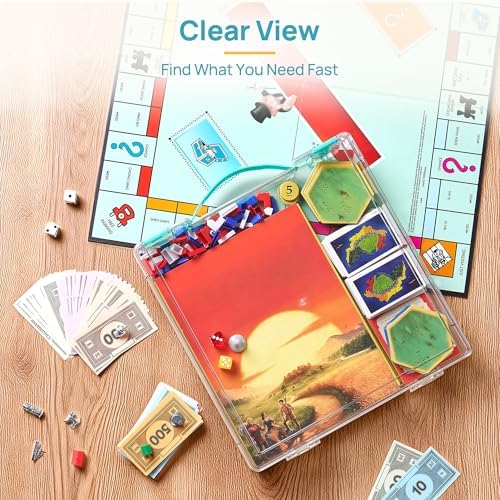 3 Pack Board Game Storage with Handle and Snap-Tight Latch Lid