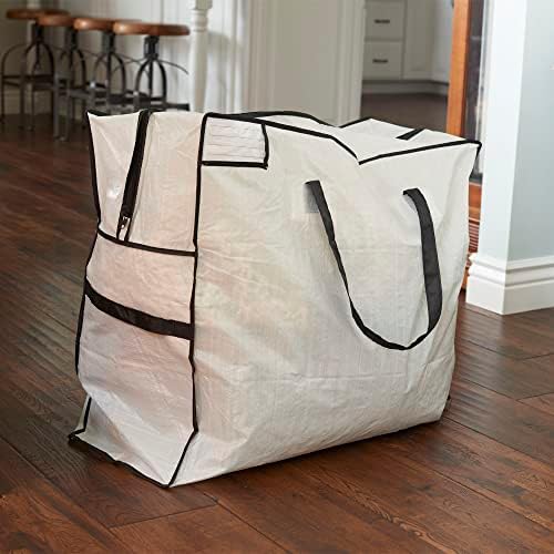 2622 MightyStor Large Storage Bag with Handles | Clothing and Linen Storage Bag | White Tarp with Black Trim