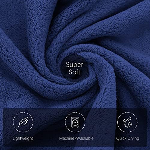 Luxury Silk Hemming Towel Set - Light Thin Quick Drying - 2 Bath Towels 2 Hand Towels 2 Washcloths - Ultra Soft Microfiber Towel for Bath Fitness, Sports, Yoga, Travel (Navy Blue 6 Pieces)