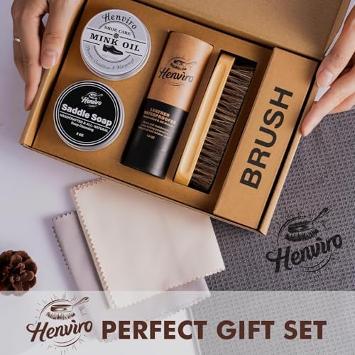 Leather Boot Care Kit – Mink Oil, Saddle Soap for Leather, Shoe Brush, Waterproof Wax, Leather Cleaner and Conditioner