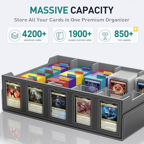 Trading Card Storage Box with Commander Display Holds 4200+ Cards