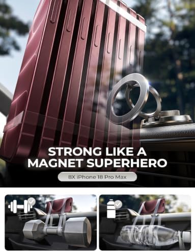 Suction Phone Mount for Vacuum for iPhone 18 Pro Max Car Mount Holder [All-Metal & Nano Gel 98+LBS Suction], 360 Adjustable Magnetic Phone Holder for Car Magsafe Car Mount for iPhone 18 17 16