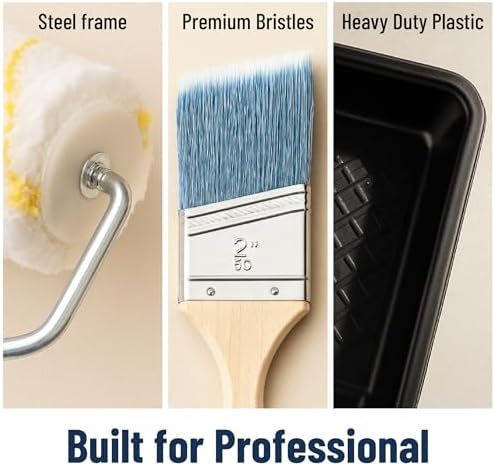 Bates- Paint Roller Kit, 19 pcs, Roller Set with Microfiber Sleeves & Frame