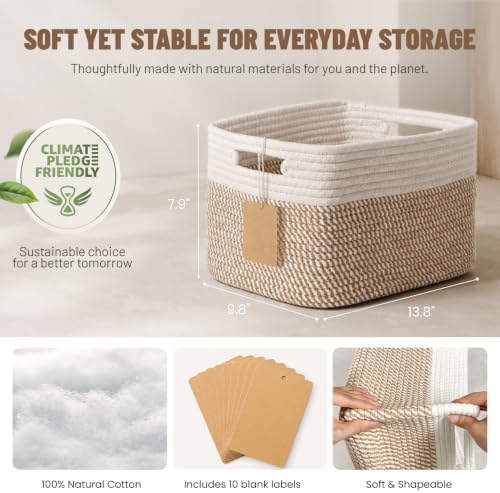 5 Pack Woven Storage Baskets, Decorative Storage Bins for Organizing