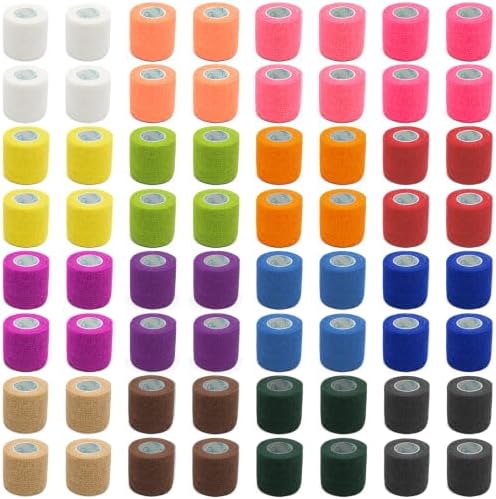Self Adhesive Bandage Wrap 2 Inch x 5 Yds 64 Rolls - Assorted