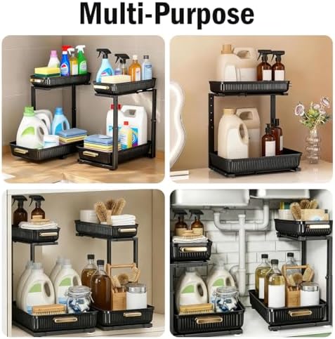 Under Sink Organizer - 2 Pack Multi-Purpose Pull-Out Storage Shelf