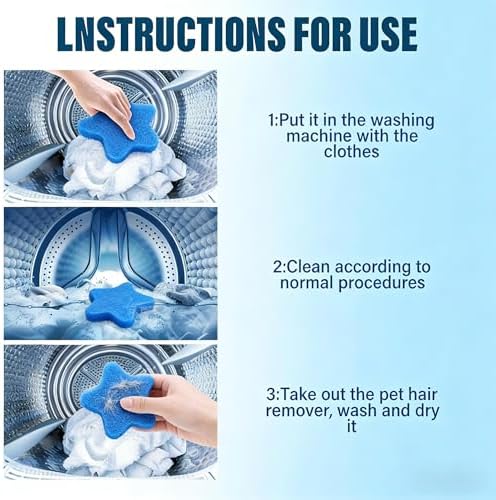 6 PCS Pet Hair Remover for Laundry – Effectively Removes Fur, Lint & Dander – Reusable, Eco-Friendly Laundry Pet Hair Catcher – Gentle on Clothes, Protects Machine, Easy to Use & Clean (Blue)