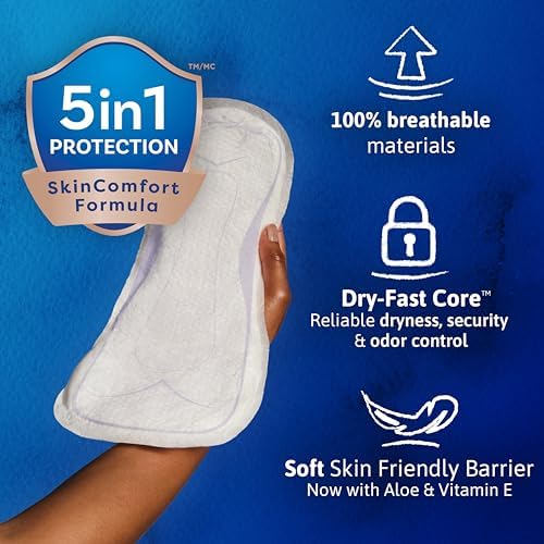 Sensitive Care Overnight Incontinence Pads Women, Extra Coverage, 48ct