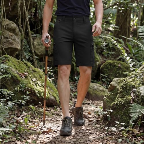 Mens Hiking Cargo Shorts 9 Inch Inseam Quick Dry