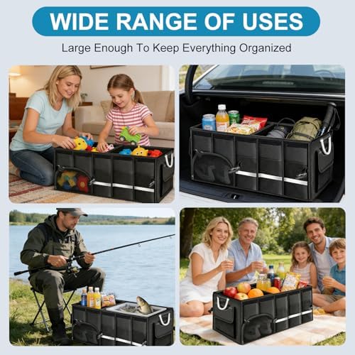 Car Trunk Organizer and Storage with Lid,92L Large Capacity Black