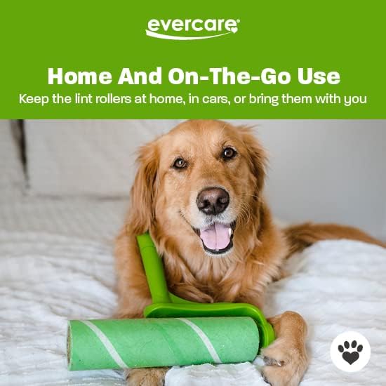 Evercare Ultra Sticky Pet Mega Lint Roller Value Pack, Manual Clothes & Furniture Cleaner with Handle and 2 Refills, 50 Sheets Each