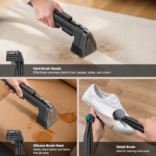 Portable Carpet Cleaner & Upholstery Cleaner Machine, 21Kpa Handheld Spot Cleaner Machine Deep Cleaning for Pet Stains, Couch, Car, Rug, Furniture Shampooer with Self-Cleaning Tools, White