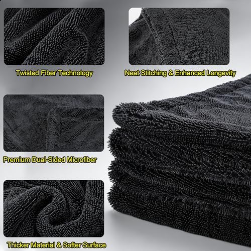 3 Pack Car Drying Towel, 1200GSM Microfiber Towels for Cars