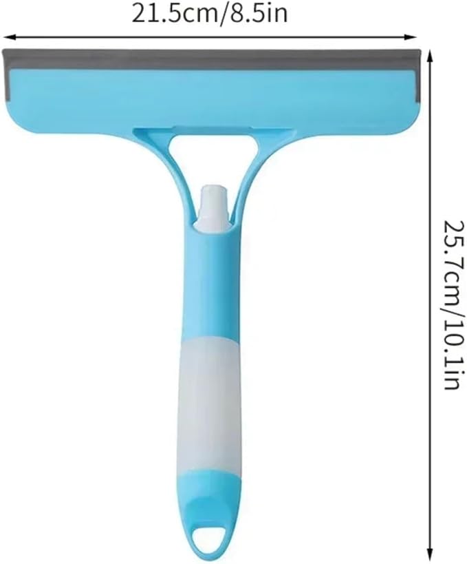 3 in 1 Window Cleaning Squeegee, Professional Multi-Function Window Squeegee with Sprayer for Shower Glass, Tile, Mirror Cleaning,Easy to Clean Cleaner Tool for Indoor Outdoor High Windows (Blue)