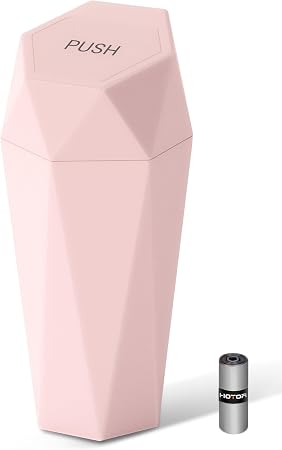 HOTOR Car Trash Can with Lid, Leakproof, Pink, 1 Pack