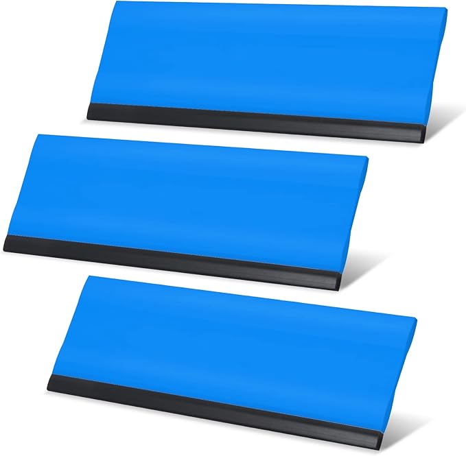FOSHIO 6 Inch Rubber Squeegee for Kitchens, Glass, Shower and Car Windows, Film Installation Vinyl Scraper Tint Squeegee, Windshield Glass Cleaning Tool, Pack of 3 (Blue)