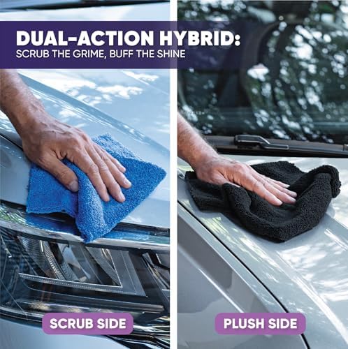 Pronto Cloths, Dual-Sided Microfiber Cleaning Towels, Soft Plush & Scrub Cloths for Dusting, Scrubbing, Kitchen, Windows & Car Detailing, Absorbent Bulk 25-Pack Multicolor