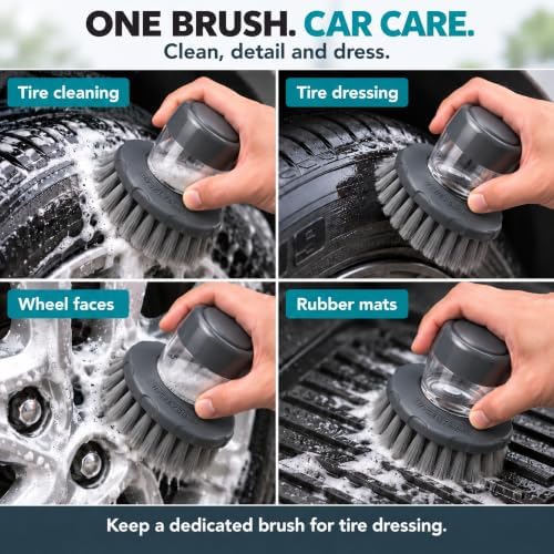 Tire Shine Applicator Brush, PBT Soft Bristles for Tire Cleaning,Grey