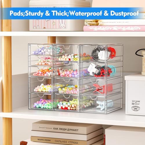 Acrylic 13-Drawer Storage & Makeup Organizer for Desk, Bath
