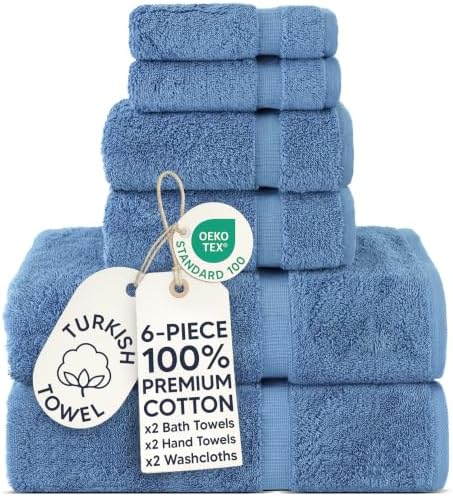 100% Cotton 6-Piece Towel Set, Wedgewood