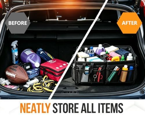 Sturdy heavy duty trunk organizer for suv and Cars Large Capacity Black