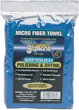 Gliptone Softouch Microfiber Polishing & Drying Towel – 16" x 12" – Safe on All Paints – Ultra-Soft, Lint-Free, Streak-F