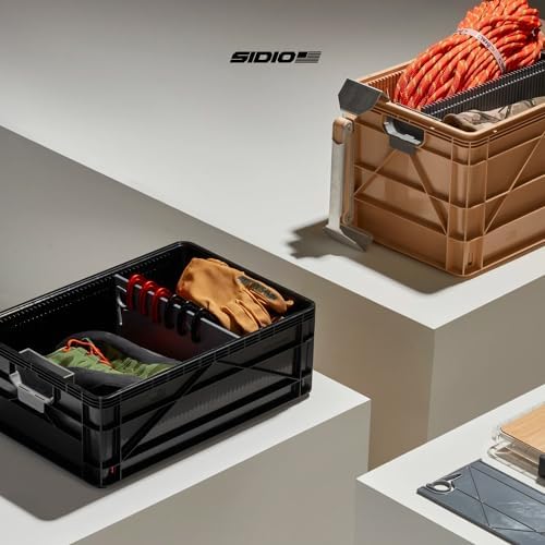 Basic Pack, Heavy Duty Stackable Storage Bins with Dividers, Black