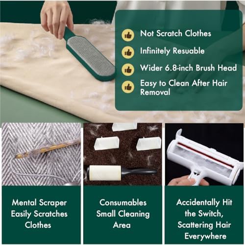 Pet Hair Remover for Clothes, Reusable Self-Cleaning Lint Brush