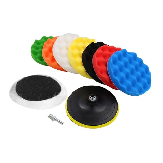 KIMISS 10Pcs Sponge Polishing Buffing Waxing Pad Polisher Buffer with Drill Adapter Car Polishing Accessories(4in)
