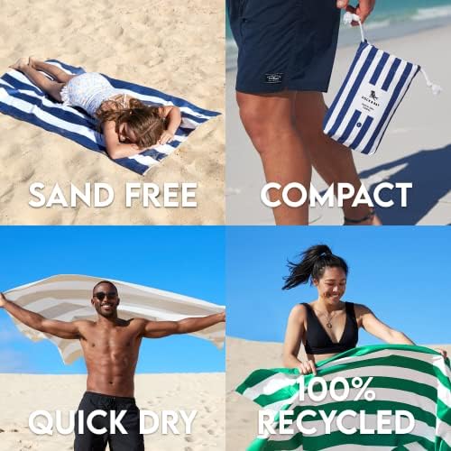 Beach Towel - Quick Dry, Sand Free - Compact, Lightweight - 100% Recycled - Includes Bag - Cabana Light - Lombok Lilac - Large (160x90cm, 63x35)
