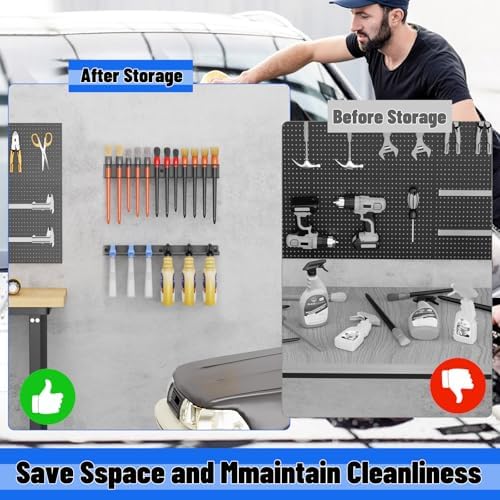Spray Bottle Holder Wall Mount,12 Holes Car Detailing Brush Holder Rack Set
