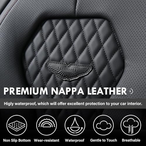 Seat Covers, Car Seat Covers Full Set, Black Car Seat Cover, Car Seat Covers Front Seats Back Seat Cover, Waterproof Car Seat Cushion, Leather Seat Covers Seat Protector Fit for Most Cars