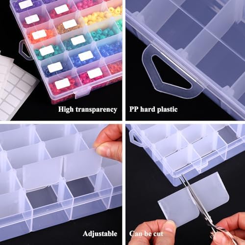 Bead Organizer Storage 4 Pack 36 Grid Jewelry Tackle Craft Box Adjustable