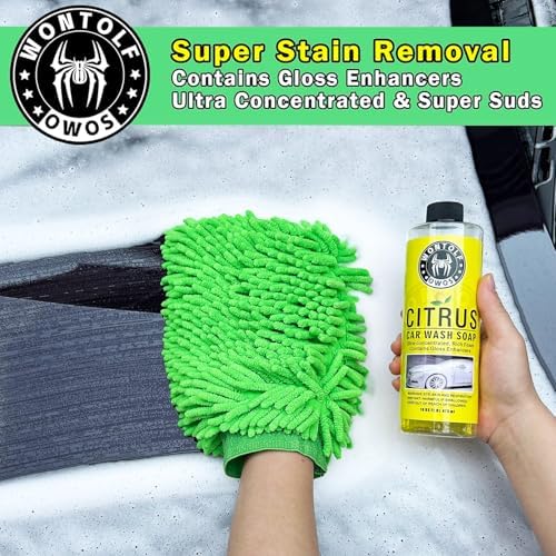17pc Car Wash Kit, Car Cleaning Kit with Car Wash Brush Long Handle, Car Wash Soap, Interior Cleaner, Wheel Cleaner, Window Squeegee, Car Interior Detailing Kit for Cars Trucks RVs SUVs