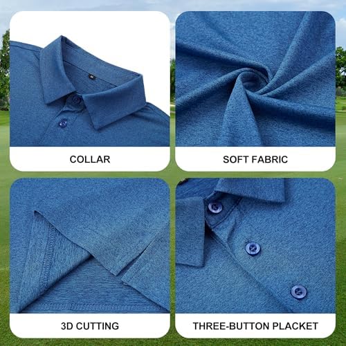 5 Pack Polo Shirts for Men Long Sleeve Casual Collared Golf Shirt