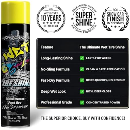 Ultimate Wet Tire Shine Aerosol Spray, 14 oz, Pack of 4