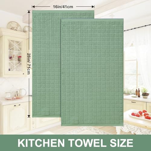 Premium Ring Spun Cotton 390 GSM Kitchen Towels, 6 Pack, Grass Green