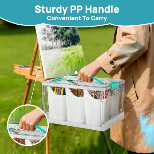 24 QT Clear Plastic Craft Organizer with Detachable Inserts,1 Pack