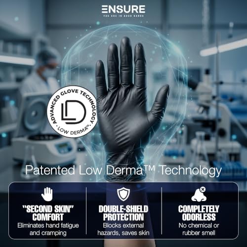 Black Nitrile Gloves Medical Latex Free Low Dermatitis Gloves 5 Mil
