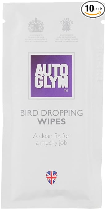 Autoglym Bird Dropping Wipes, x10 - Car Cleaning Wipes Offer A Quick, Clean Fix for A Mucky Job
