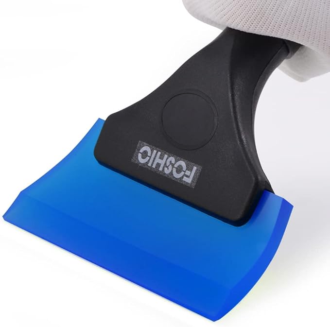 FOSHIO Small Squeegee with 5 Inch Dark Blue Rubber Blade Mini Wiper Window Tinting Tools for Mirror Glass Window Cleaner with Non-Slip Handle, 2 Pack