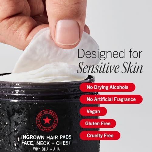 First Aid Beauty Ingrown Hair Pads for Men, Razor Bump Aftershave, 60 Ct