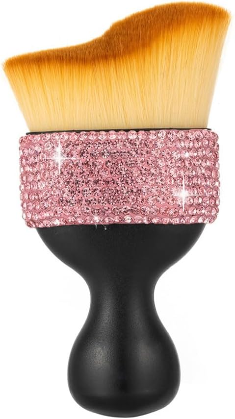 Bling Car Interior Dust Brush, Glitter Diamond Crystal Soft Bristles Dusting Tool for Automotive Dashboard, Air Conditioner Vents, Leather,Car Seat, Computer etc. (Rose Gold)