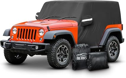 Waterproof Car Cab Cover Compatible for Jeep Wrangler All Submodels 2-Doors 1987-2022 All Weather 6 Layers Half Car Cove