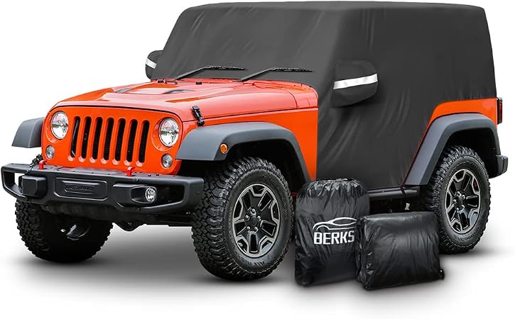 Waterproof Car Cab Cover Compatible for Jeep Wrangler All Submodels 2-Doors 1987-2022 All Weather 6 Layers Half Car Cove