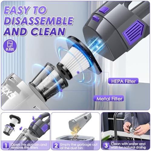Handheld Vacuum Cordless, 15000PA Hand Vacuum, Car Vacuum Cleaner