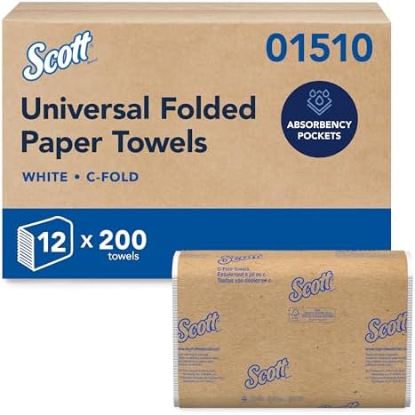 C-Fold Paper Hand Towels, Bulk, 12 x 200 Sheets (01510)