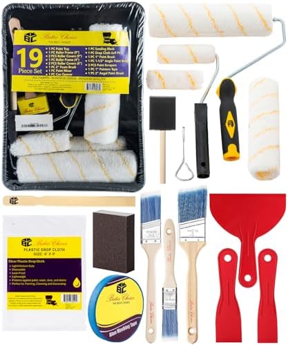 Bates- Paint Roller Kit, 19 pcs, Roller Set with Microfiber Sleeves & Frame